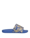 Versace Jeans Couture Man Sandals Bright Blue Size 9 Rubber