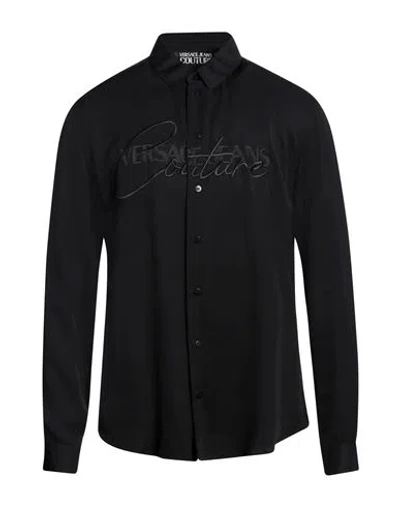 Versace Jeans Couture Man Shirt Black Size 38 Viscose