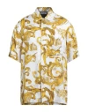 Versace Jeans Couture Man Shirt Mustard Size 38 Viscose In Multi