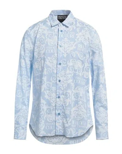 Versace Jeans Couture Man Shirt Sky Blue Size 44 Cotton