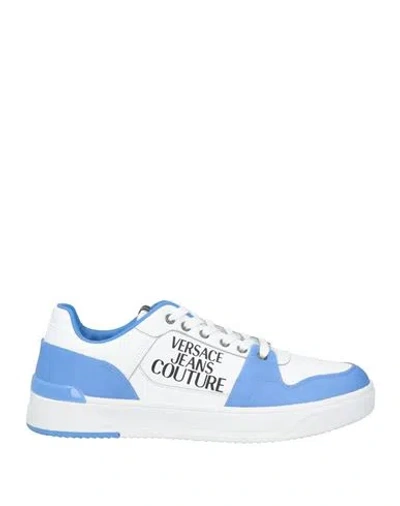 Versace Jeans Couture Man Sneakers White Size 8 Leather, Pvc - Polyvinyl Chloride