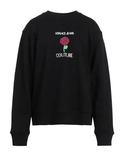 Versace Jeans Couture Man Sweatshirt Black Size 3xl Cotton, Elastane
