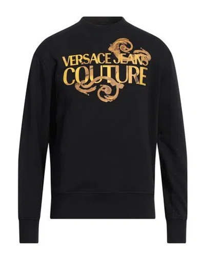 Versace Jeans Couture Black Watercolor Couture Sweatshirt In Eg89 Black/gold