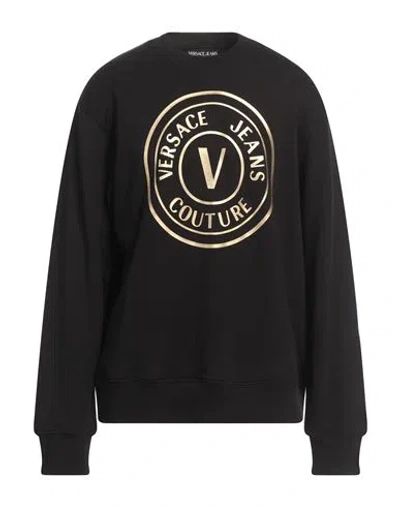 VERSACE JEANS COUTURE VERSACE JEANS COUTURE MAN SWEATSHIRT BLACK SIZE L COTTON, ELASTANE