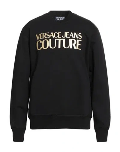 VERSACE JEANS COUTURE VERSACE JEANS COUTURE MAN SWEATSHIRT BLACK SIZE L COTTON, ELASTANE