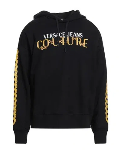 VERSACE JEANS COUTURE VERSACE JEANS COUTURE MAN SWEATSHIRT BLACK SIZE S COTTON, ELASTANE