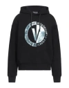 Versace Jeans Couture Logo Printed Drawstring Hoodie In Black