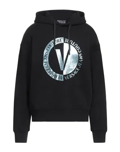 VERSACE JEANS COUTURE VERSACE JEANS COUTURE MAN SWEATSHIRT BLACK SIZE S COTTON, ELASTANE