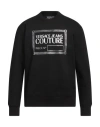 Versace Jeans Couture Man Sweatshirt Black Size M Cotton, Elastane In Black