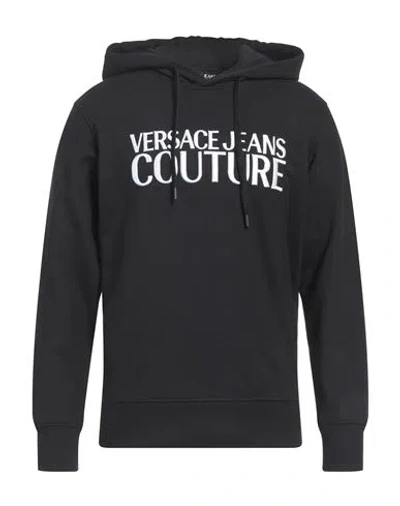 VERSACE JEANS COUTURE VERSACE JEANS COUTURE MAN SWEATSHIRT BLACK SIZE XXL COTTON, ELASTANE