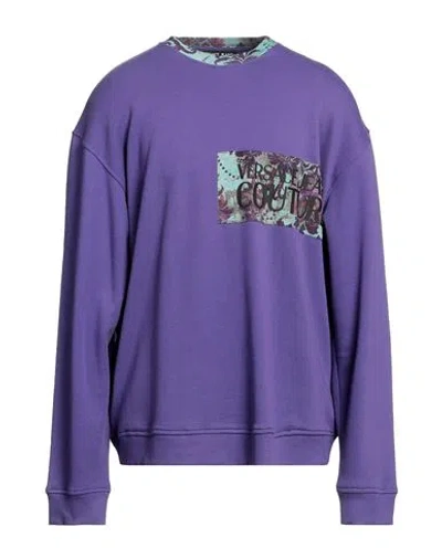 Versace Jeans Couture Man Sweatshirt Purple Size M Polyester, Cotton
