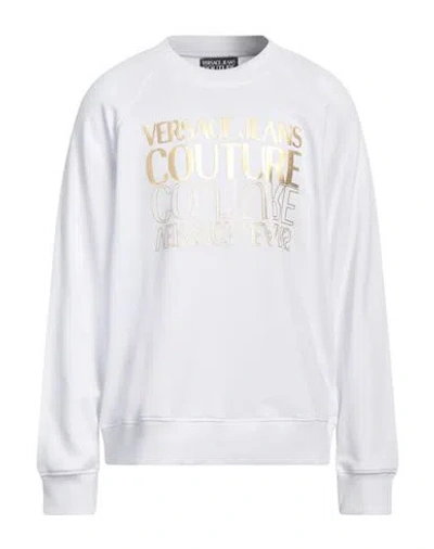 Versace Jeans Couture Metallic Logo-print Sweatshirt In White