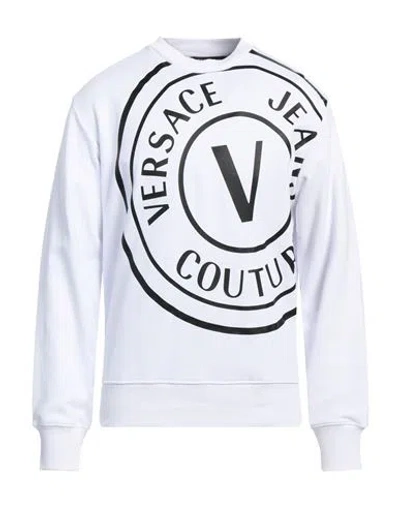 Versace Jeans Couture Man Sweatshirt White Size Xxl Cotton, Elastane