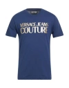 Versace Jeans Couture Man T-shirt Bright Blue Size M Cotton In Blue