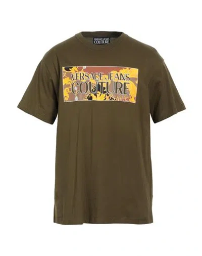Versace Jeans Couture Man T-shirt Military Green Size L Cotton