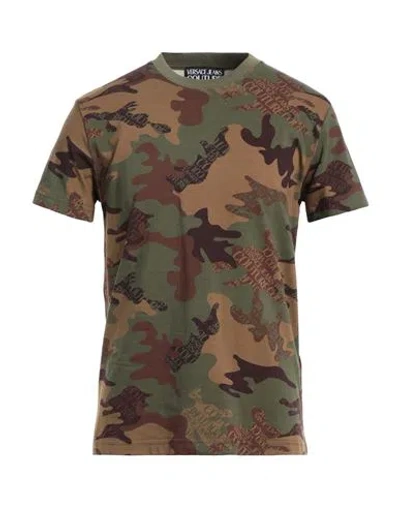 Versace Jeans Couture Man T-shirt Military Green Size Xl Cotton, Elastane