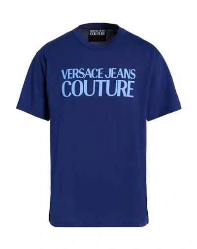Versace Jeans Couture Man T-shirt Navy Size L Cotton In Blue