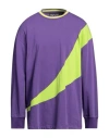 Versace Jeans Couture Man T-shirt Purple Size S Cotton, Polyester, Polyamide, Elastane In Purple