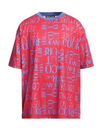 Versace Jeans Couture Man T-shirt Tomato Red Size M Polyester, Cotton
