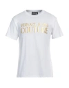 Versace Jeans Couture White Cotton T-shirt With Gold Lettering In White