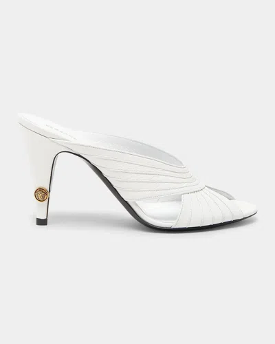 Versace Jeans Couture Medusa 90mm Leather Mules In White