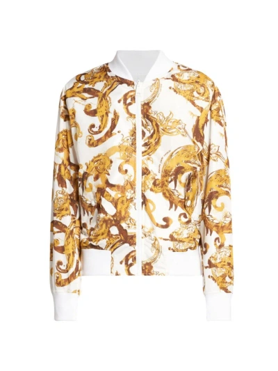 Versace Jeans Couture Men's Baroque Bomber Jacket In White Gold