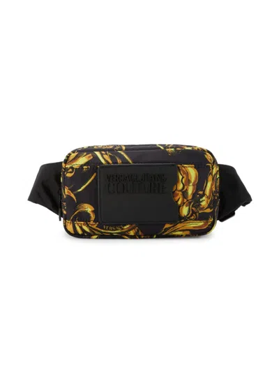 Versace Jeans Couture Men's Baroque Logo Belt Bag In Black Gold
