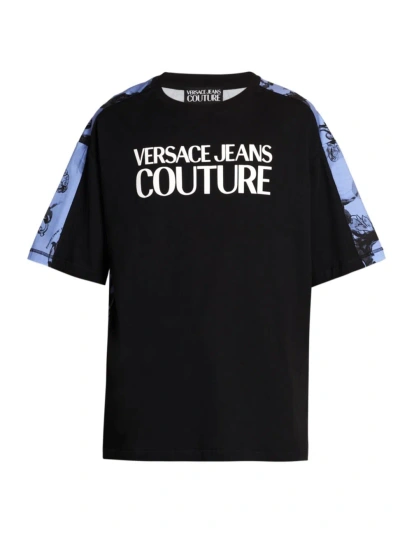 Versace Jeans Couture Men's Baroque Logo Oversize T-shirt In Cerulean