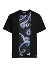 Versace Jeans Couture Barocco-print Cotton T-shirt In Nero Royal