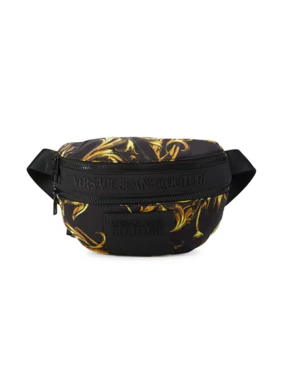 Versace Jeans Couture Men's Baroque Print Belt Bag In Black Gold