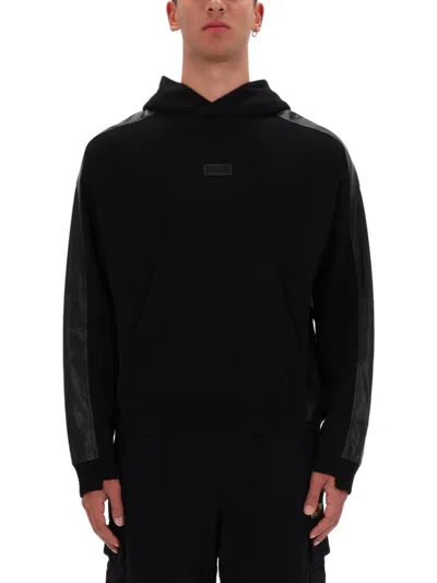 Versace Jeans Couture Logo-embroidered Cotton Sweatshirt In Black