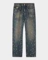 Versace Jeans Couture Men's Crystal-studded Stonewashed Denim Jeans In Blue