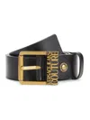 VERSACE JEANS COUTURE MEN'S FRAME BUCKLE LOGO LEATHER BELT