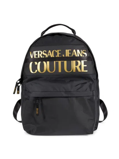 Versace Jeans Couture Men's Logo Graphic Backpack In Black Gold