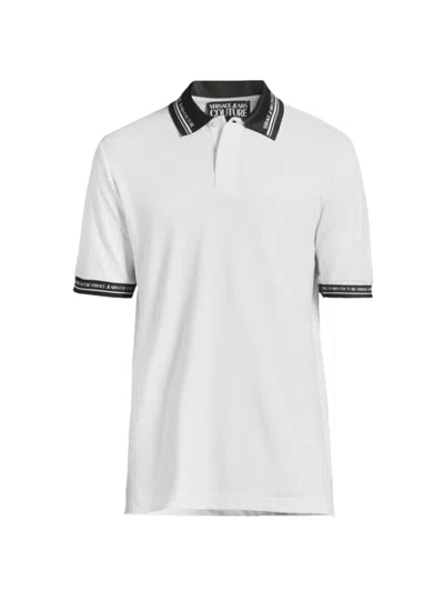 Versace Jeans Couture Men's Logo-trim Polo Shirt In White