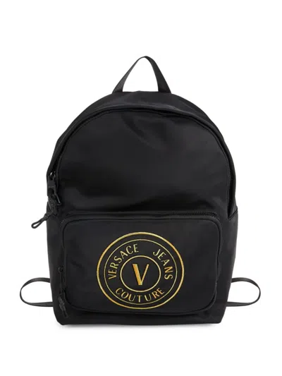 Versace Jeans Couture Logo-embroidered Zip-up Backpack In Black