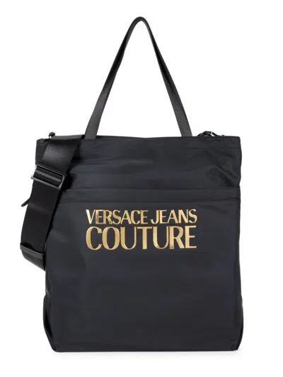 Versace Jeans Couture Men's Range Logo Tote In Black Gold