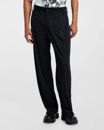 Versace Jeans Couture Men's Strass Pleated Trousers In Black