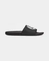 Versace Jeans Couture V-emblem Rubber Slide Sandals In Black