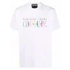 Versace Jeans Couture White T-shirt With Multicolor Printed Logo In White