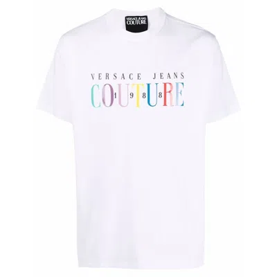 Versace Jeans Couture White T-shirt With Multicolor Printed Logo