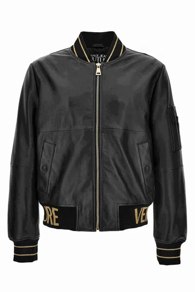 Versace Jeans Couture Mens Leather Jacket In Black