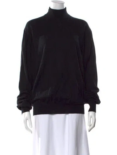Pre-owned Versace Jeans Couture Merino Wool Turtleneck Sweater In Black