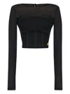 Versace Jeans Couture Mesh-panel Corset Top In Black