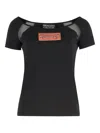 Versace Jeans Couture Cotton Logo T-shirt With Tulle And Mesh In Black