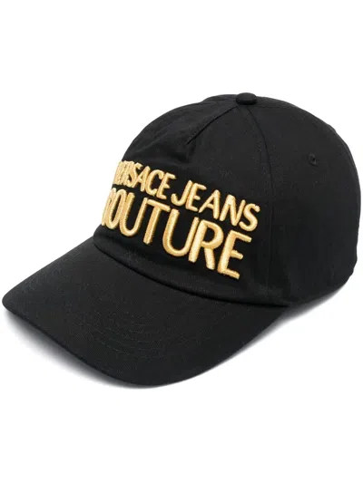 Versace Jeans Couture Metallic-logo Baseball Cap In Schwarz