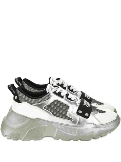 Versace Jeans Couture Metallic-panel Mesh Trainers In White