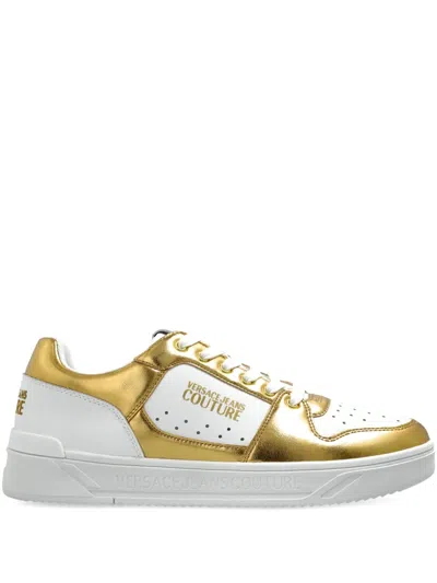 Versace Jeans Couture Metallic-panel Sneakers In Gold