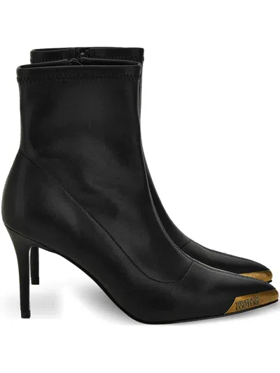 Versace Jeans Couture Metallic-toe Slip-on Boots In Black