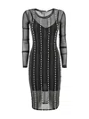 Versace Jeans Couture Long-sleeves Embellished Mesh Midi Dress In Black